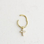 14k Solid Gold Cross Ring Piercing - alternate view 2