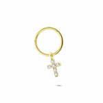 14k Solid Gold Cross Ring Piercing