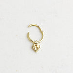 14k Solid Gold Diamond Ring Piercing - alternate view 2