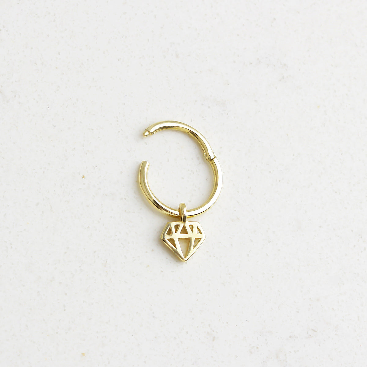 14k Solid Gold Diamond Ring Piercing - alternate view 2