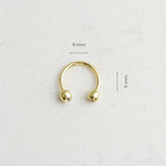 14k Solid Gold Stone Half Ring Piercing - alternate view 3