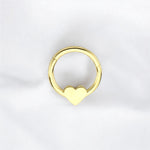 14k Solid Gold Heart Ring Piercing