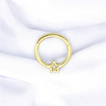 14k Solid Gold Star Ring Piercing
