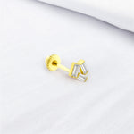 14k Solid Gold Baguette Helix Piercing