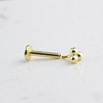 14k Solid Gold 3 Ball Tragus Piercing - alternate view 2
