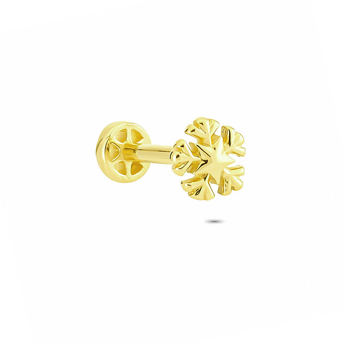 14k Solid Gold Snowflake Tragus Piercing - alternate view 4