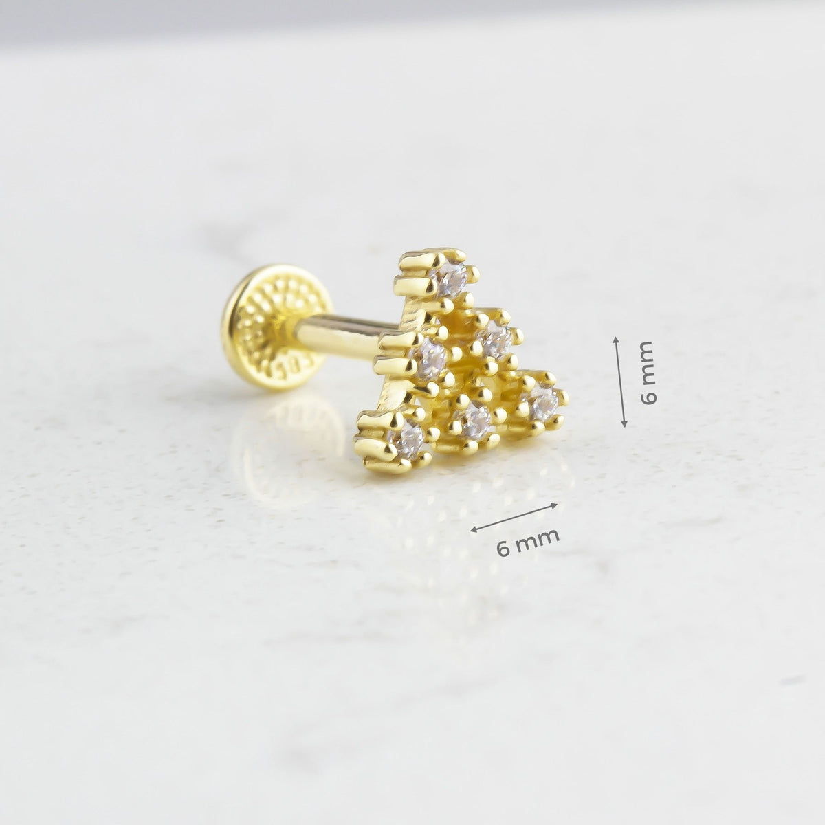 14k Solid Gold Pyramid Tragus Piercing - alternate view 3