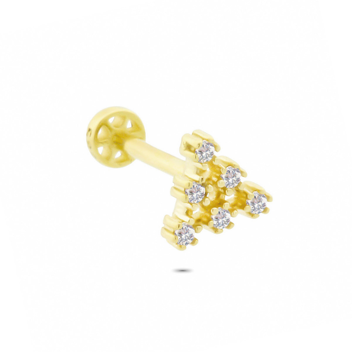 14k Solid Gold Pyramid Tragus Piercing - alternate view 4