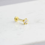 14k Solid Gold Solitaire Tragus Piercing