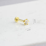 14k Solid Gold Solitaire Tragus Piercing - alternate view 3