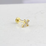 14k Solid Gold Cross Tragus Piercing