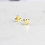 14k Solid Gold Star Tragus Piercing
