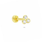 14k Solid Gold Three Stone Tragus Piercing - alternate view 4