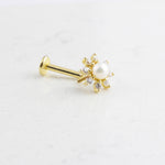 14k Solid Gold Pearl Tragus Piercing - alternate view 2