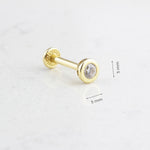 14k Solid Gold Solitaire Tragus Piercing - alternate view 3