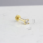14k Solid Gold Solitaire Tragus Piercing - alternate view 3
