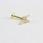 14k Solid Gold Lightning Tragus Piercing - alternate view 2