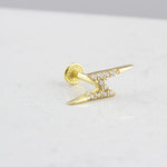 14k Solid Gold Lightning Tragus Piercing