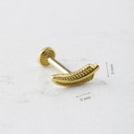 14k Solid Gold Leaf Tragus Piercing - alternate view 3