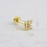 14k Solid Gold Clover Tragus Piercing - alternate view 3