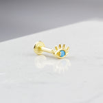 14k Solid Gold Turquoise Eye Tragus Piercing
