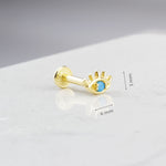 14k Solid Gold Turquoise Eye Tragus Piercing - alternate view 3