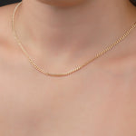 14k Solid Gold Curb Chain Necklace