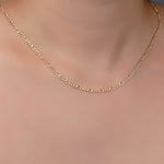 14k Solid Gold Figaro Chain Necklace