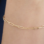 14k Solid Gold 3 mm Paper Clip Chain Bracelet - alternate view 2
