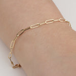 14k Solid Gold 3 mm Paper Clip Chain Bracelet