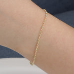 14k Solid Gold 2 mm Rolo Chain Bracelet - alternate view 2