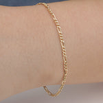 14k Solid 2,5 mm Gold Figaro Chain Bracelet