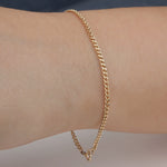 14k Solid Gold 2,5 mm Curb Chain Bracelet