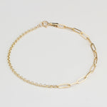 14k Solid Gold 3 mm Paper Clip - Rolo Chain Mix Bracelet - alternate view 3