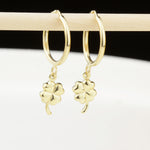 14k Solid Gold Clover Drop Earrings
