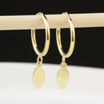 14k Solid Gold Oval Drop Earrings