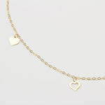 14k Solid Gold Heart Anklet - alternate view 2