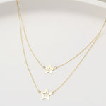 14k Solid Gold Twice Star Necklace - alternate view 2