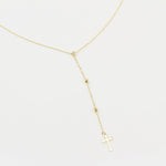 14k Solid Gold Cross Drop Necklace - alternate view 3