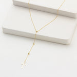 14k Solid Gold Cross Drop Necklace