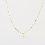 14k Solid Gold Cross Necklace - alternate view 2