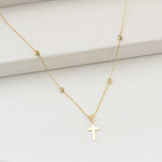 14k Solid Gold Cross Necklace - alternate view 3