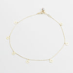 14k Solid Gold Star Anklet