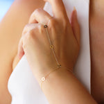 14k Solid Gold Hoop Hand Chain - alternate view 2