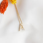 925k Sterling Silver Pave Letter A Necklace