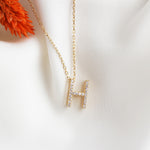 925k Sterling Silver Pave Letter H Necklace