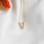 925k Sterling Silver Pave Letter V Necklace