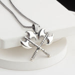 925 Sterling Silver Viking Double Axe Necklace