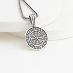 925 Sterling Silver Viking Vegvisir Compass Necklace
