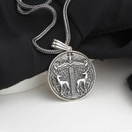 925 Sterling Silver Viking Medallion Necklace